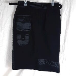 Bobby J Skirt Womens Size 0 Black Lots of Pockets Zip and Button